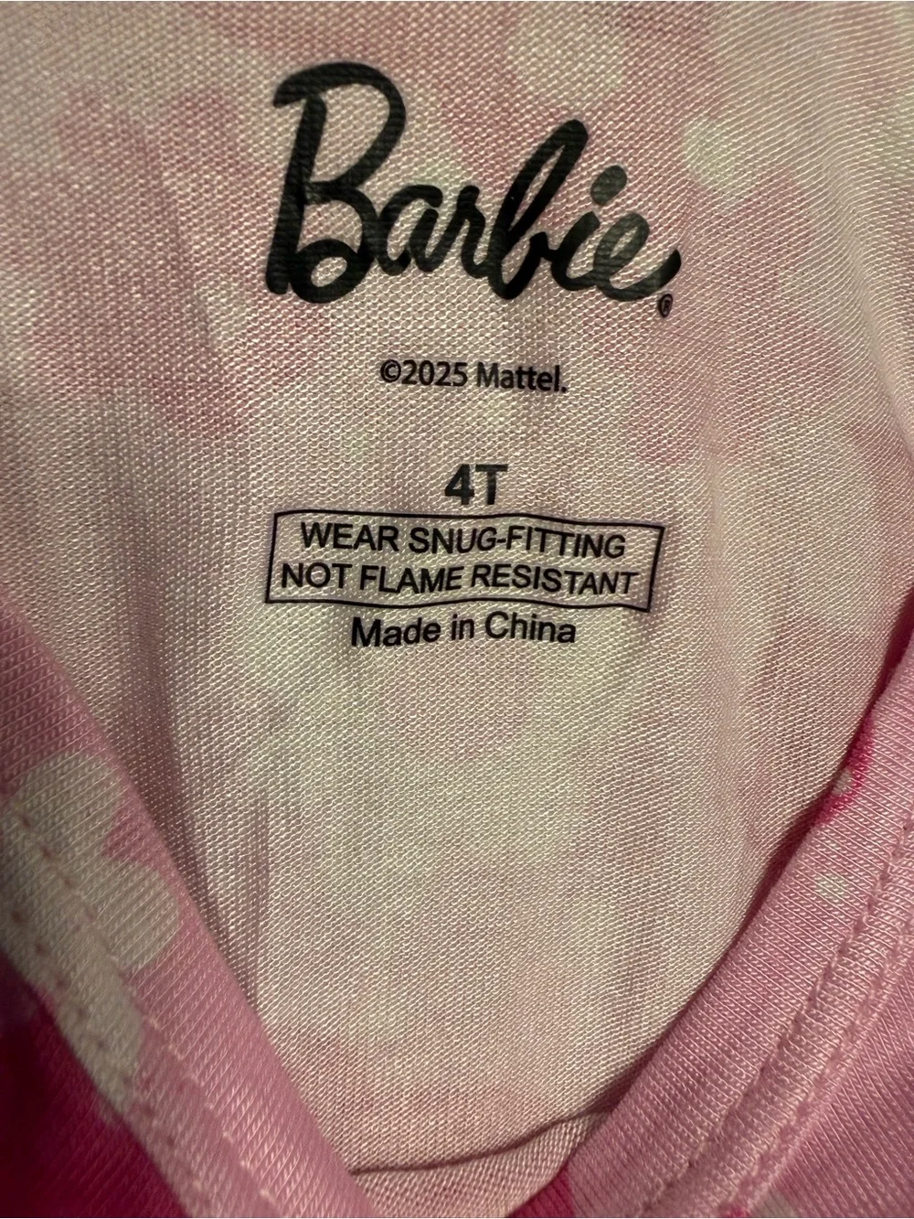 Barbie Girls' Pink Floral & Silhouette Long Sleeve Pajama Set NWT